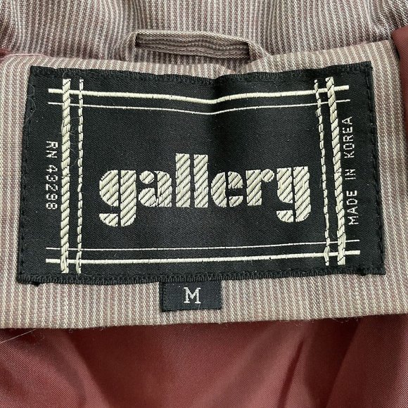 Vintage J. Gallery Down Coat size PM Burgandy & Cream pinstripe Long - Picture 15 of 16